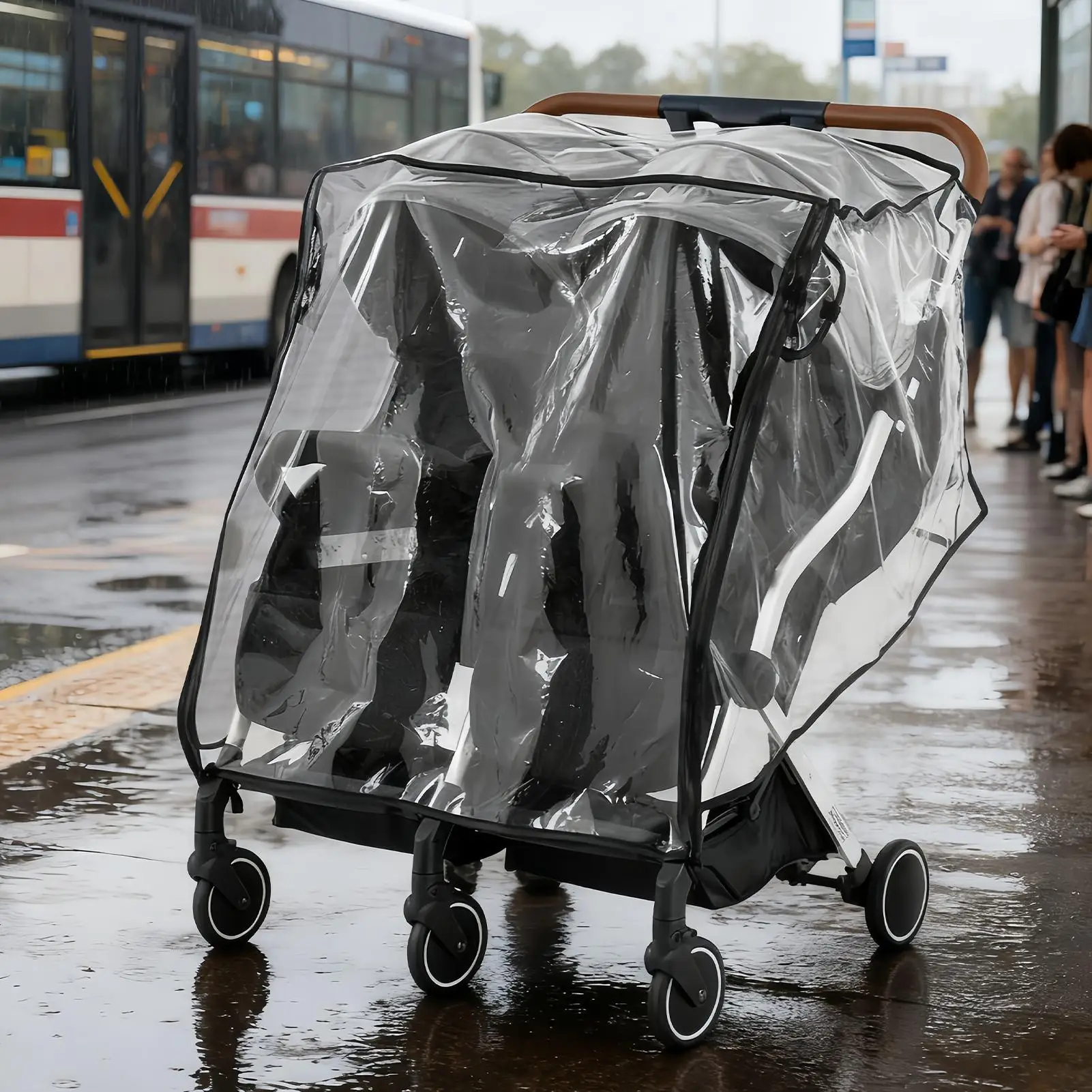 

Водонепроницаемый чехол для коляски, водонепроницаемый, ветрозащитный, прозрачный, защитный, двойной, защита от дождя для путешествий, зимы, лета, на открытом воздухе