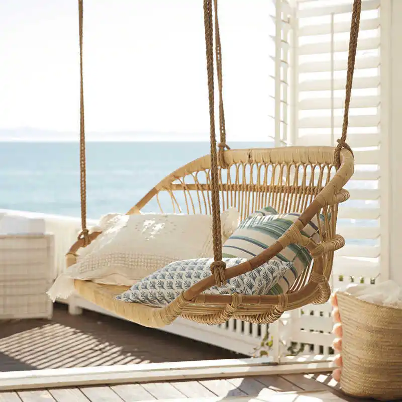 Rattan hanging basket chair indoor swing sitting and lying down dual-purpose Internet celebrity balcony hanging double rattan