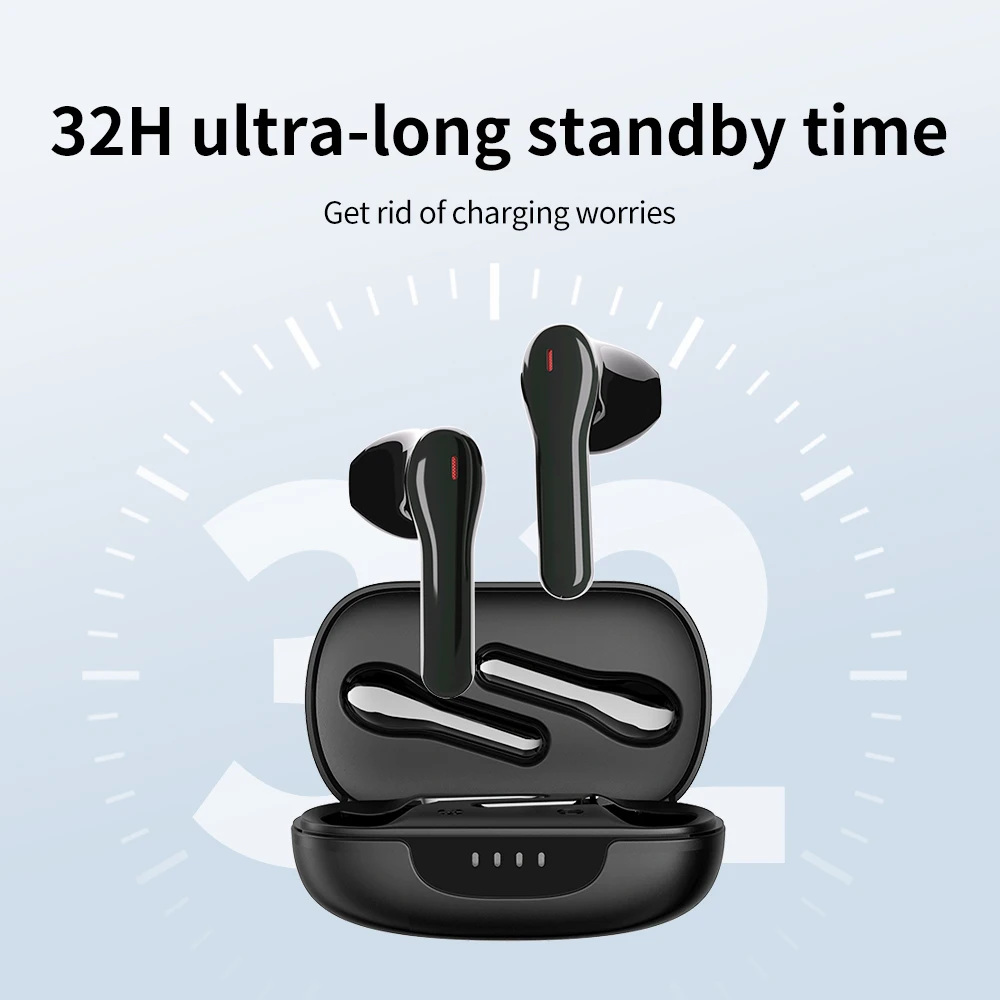 Tribit FlyBuds C2 auricolari Bluetooth Wireless 4 microfoni chiamata cancellazione del rumore chiamate cristalline auricolari 32H cuffie Playtime
