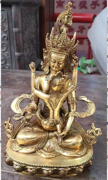 

collectibles Tibetan Buddhist bronze Vajrasattva Yabyum EINZIGARTIG buddha statue 28 cm 2KG wedding copper Decoration real Brass