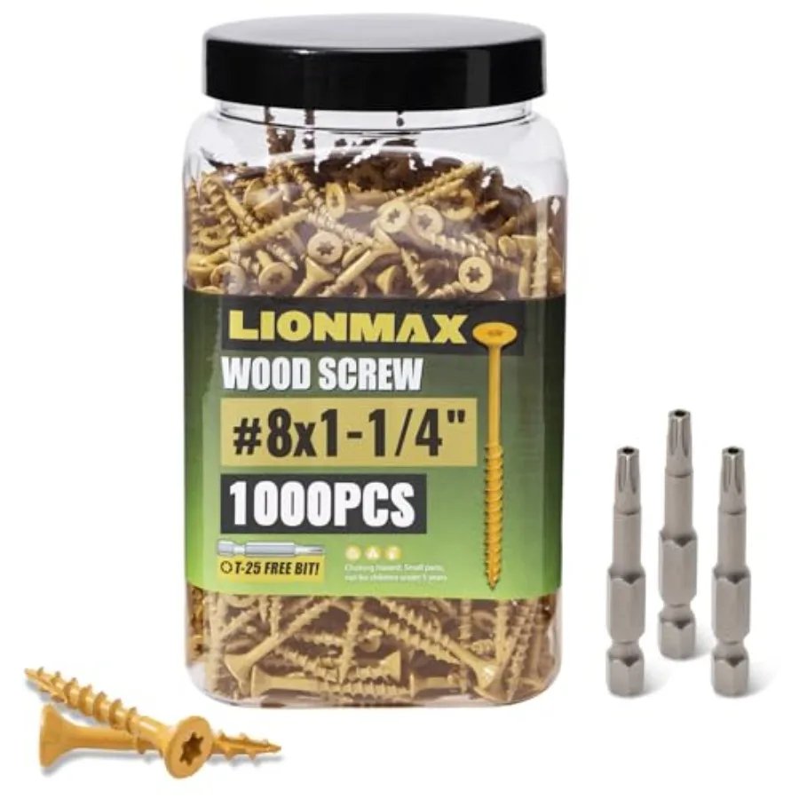 

Deck Screws 1-1/4 Inch, Wood Screws, 0 PCS, Rust Resist, Exterior Epoxy Coated, Outdoor Decking Screws, Torx/Star Drive Head Sc