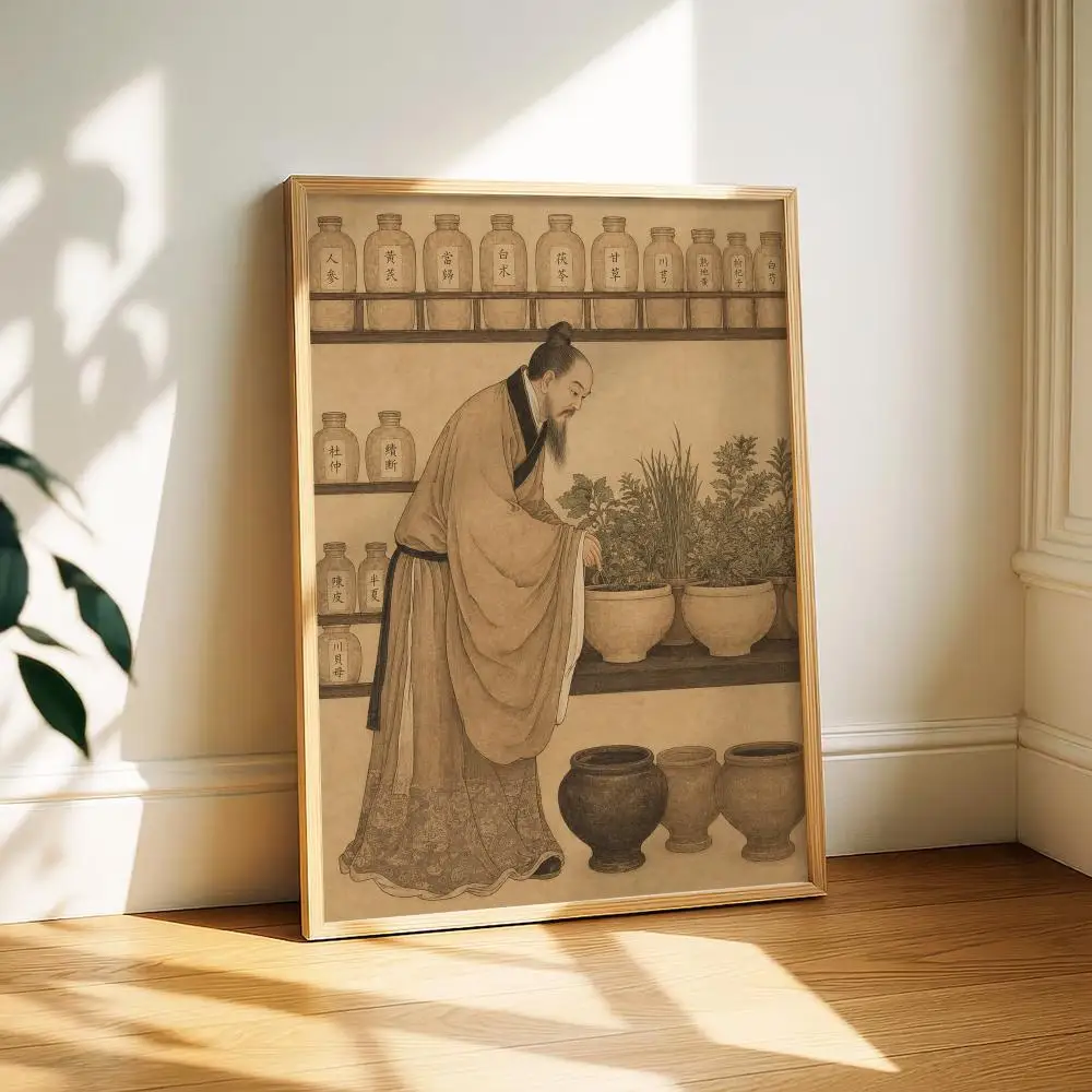Vintage Chinese Scholar Painting Calligraphy Canvas Poster Art for Bedroom Living Room Home Decor Wall Decoration Decals Gift
