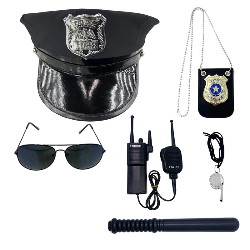 1PCS / 4-teiliges Set Erwachsene Polizei Hut Octagon Flachen Hut Cosplay Leistung Maskerade Spaß Requisiten Polizei Hut uniform Zubehör – Detail 19