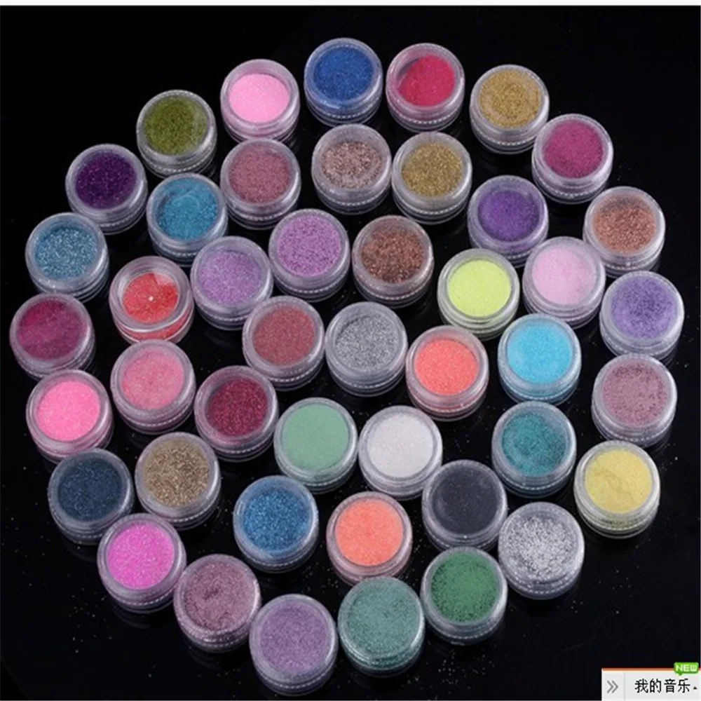 45Pcs Colors nail glitter powder Set Flash Diamond Shimmer Glitter Powder for Kids Face Body DIY Nail Painting Art Makeup Tool