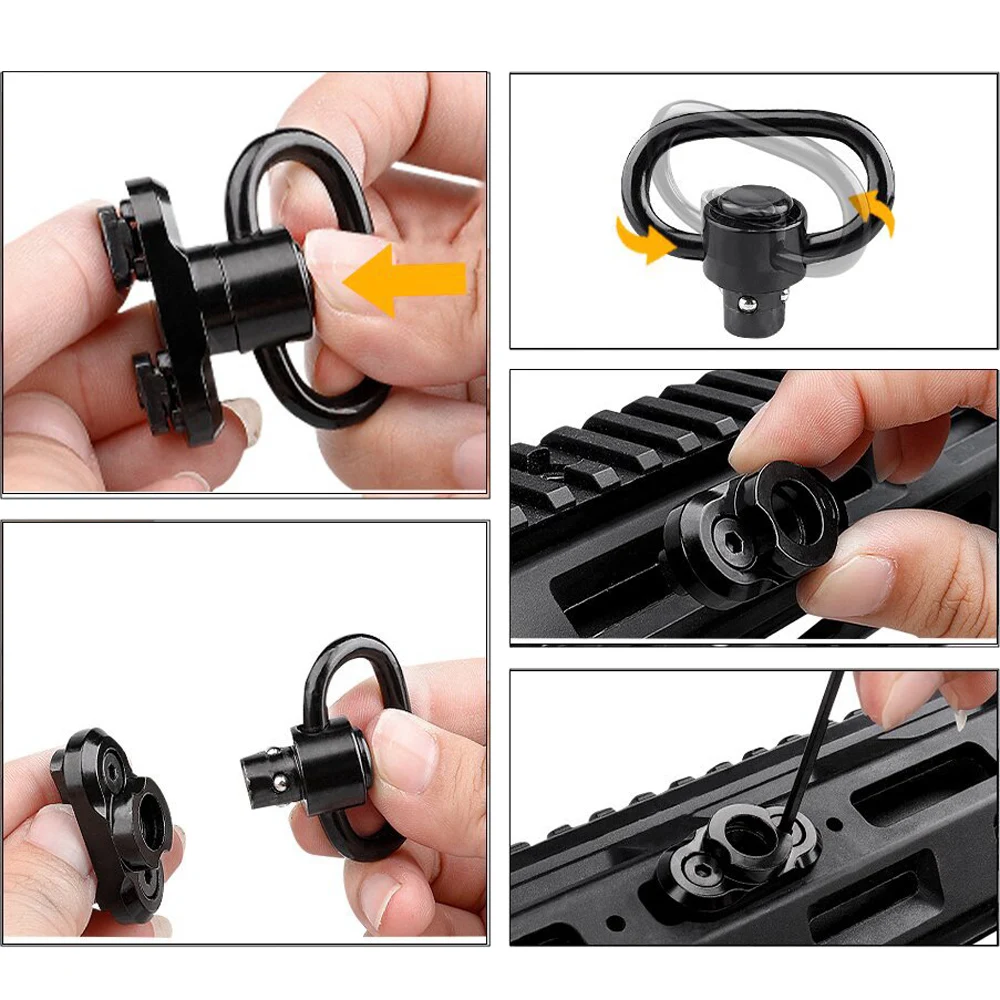 2Pcs/Set QD Sling Mount Sling Swivel 1.25 Inch Adapter Attachment For Rail Strap Buckle Floating Quick Release