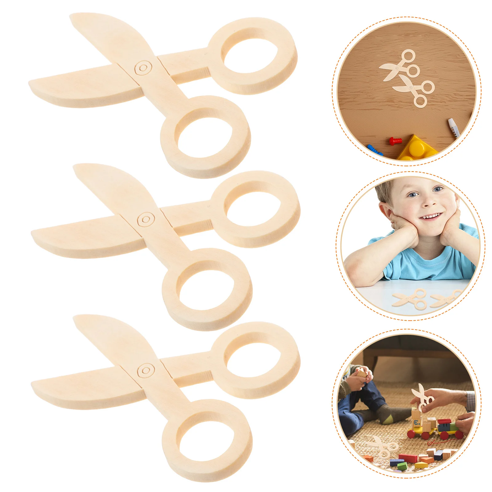 

6Pcs Wooden Scissors Children's Pretend Play Hairdresser Set Early Education Cognitive Accessories Hand Eye Coordination