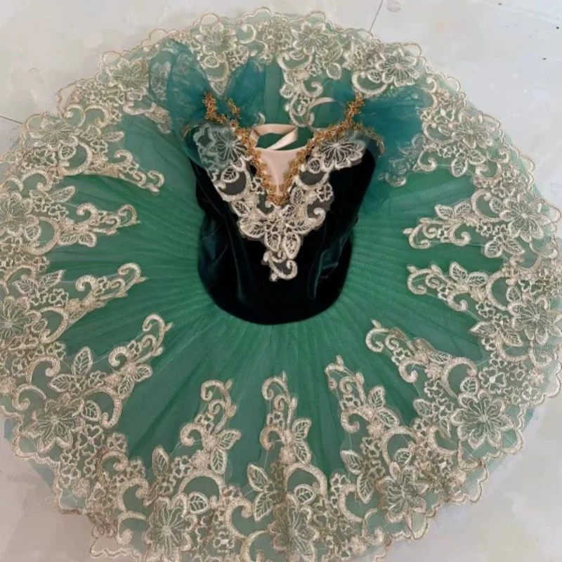 

Green Professional Ballet Tutu Girls Women Swan Lake Ballet Dance Clothes Adult Pancake Ballerina TutuDress Competition
