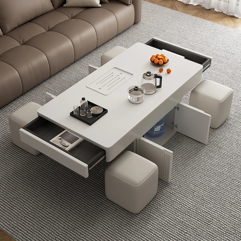 

Italian light luxury Kung Fu tea table, living room, office, household, small apartment, high-end sensory rock slab tea, functio