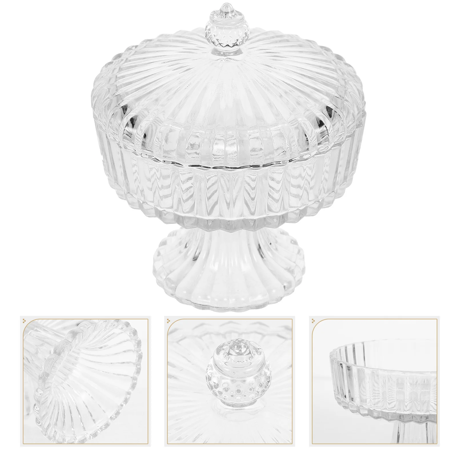 

Glass Storage Jar Luxury Desktop Jewelry Holder Clear Candy Box Household Organizer Decorative Trinket Case Jewelry Container