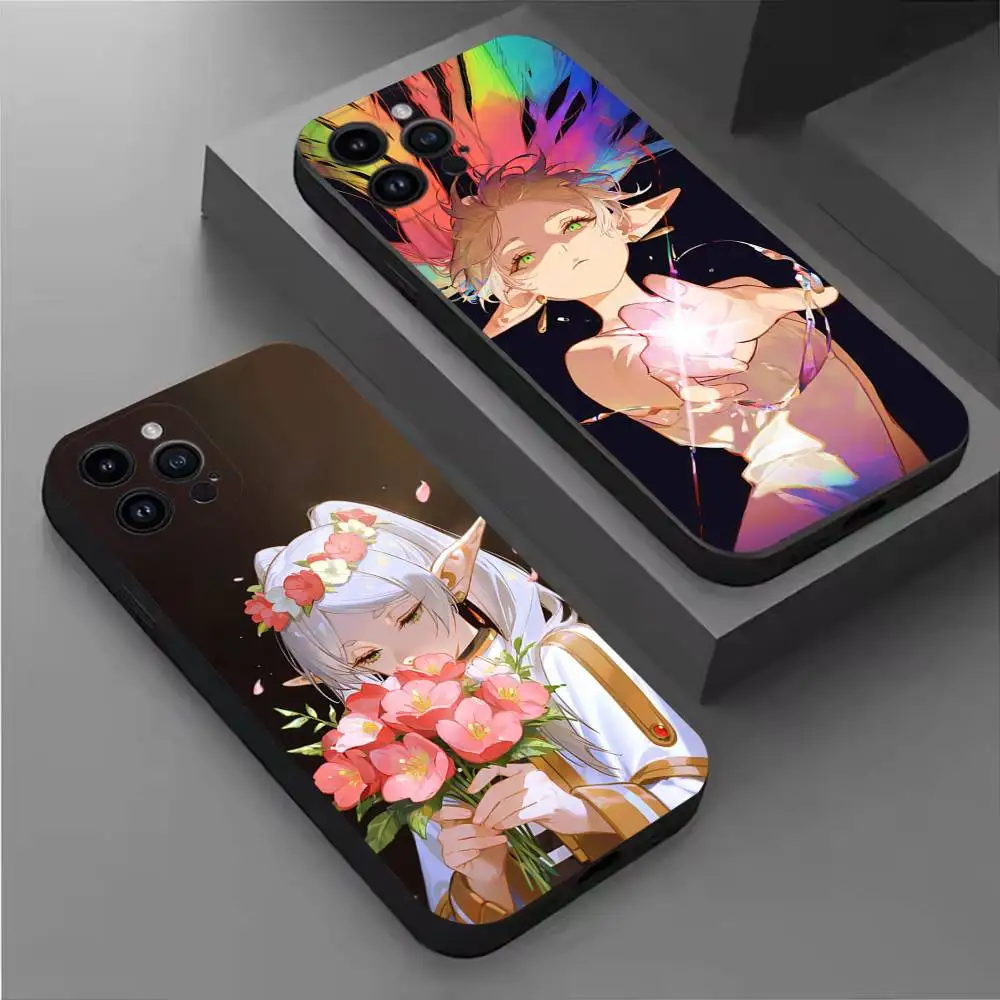 

Frieren japan girl anime Phone Case For iPhone 17,16,15,14,13,12,11 Plus,Pro Max,XS,X,XR,SE,Mini,8,7,Soft Silicone Black Cover
