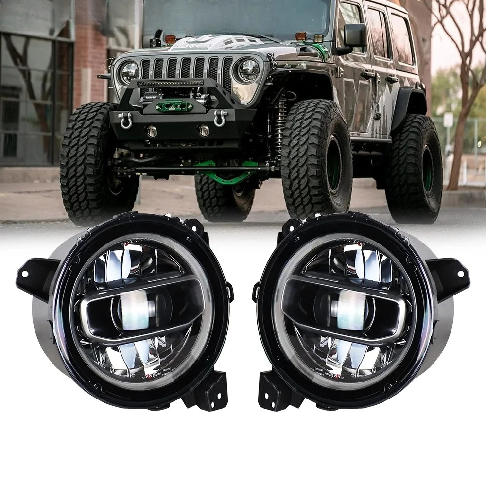 2pcs JL JT Led Headlight 9inch DRL Halo LED Headlights for Jeep Wrangler JL Gladiator JT 2018 up