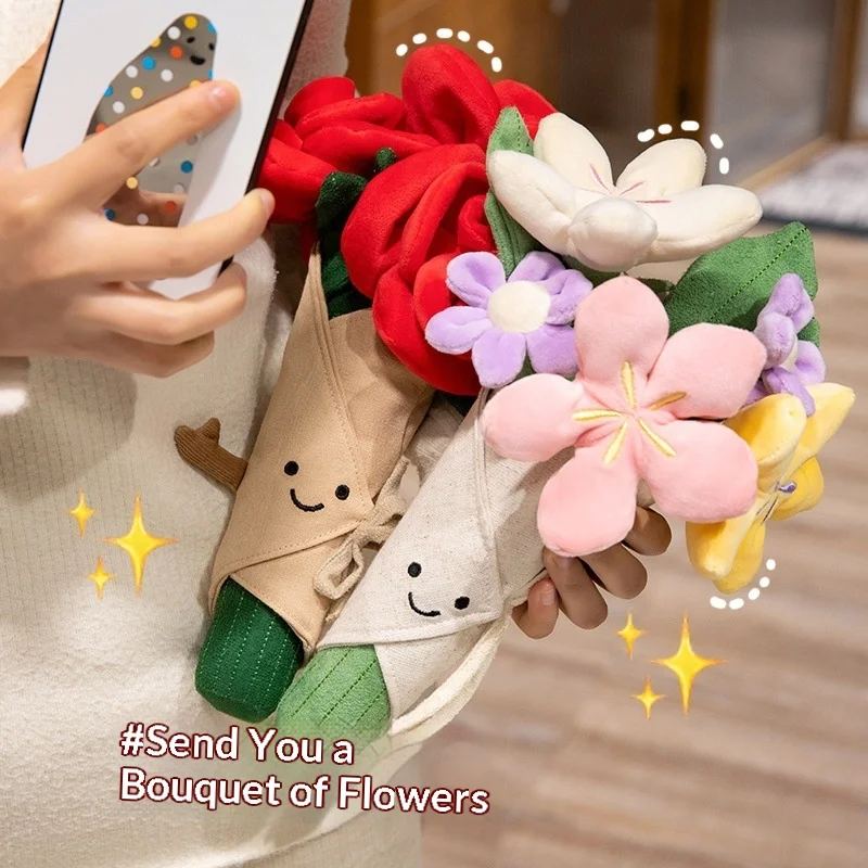 Bouquet con serratura a cuore, rosa, peluche, ornamento da tavolo, decorazione della stanza, simpatico compagno, bambola, abbraccio, cuscino, ragazza, regalo di festa da collezione
