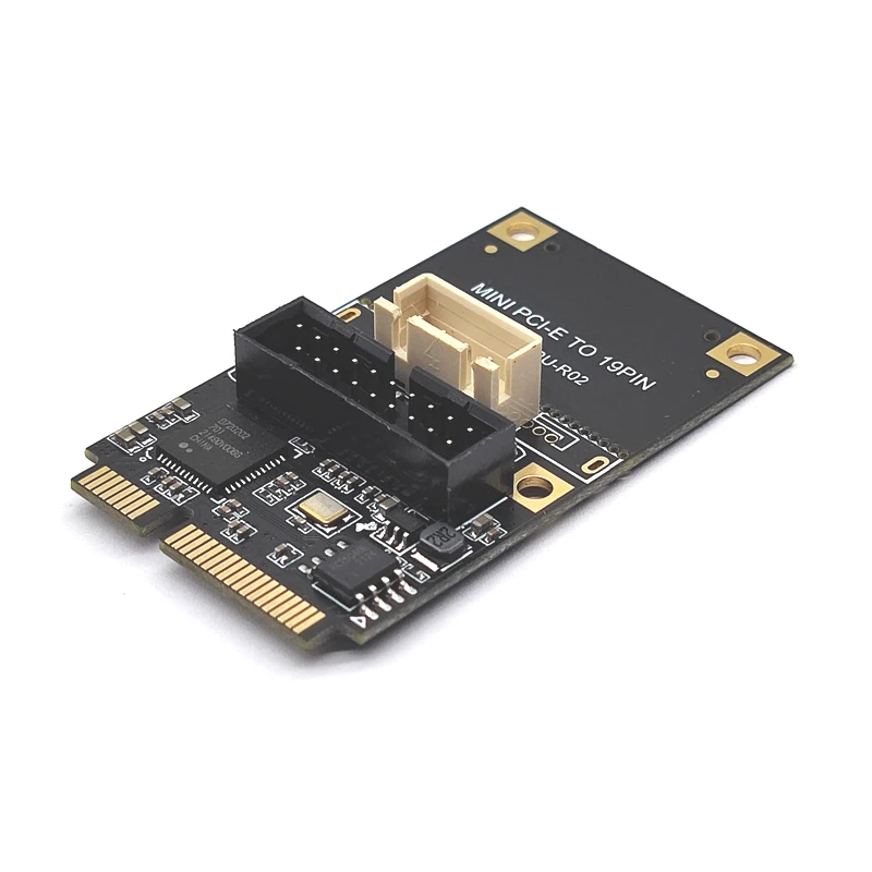 Mini PCIE to 19Pin 2Port USB3.0 Adapter Expansion Card Riser Mini PCI Express to USB 3.0 5Gbps Converter Board 4Pin Power for PC