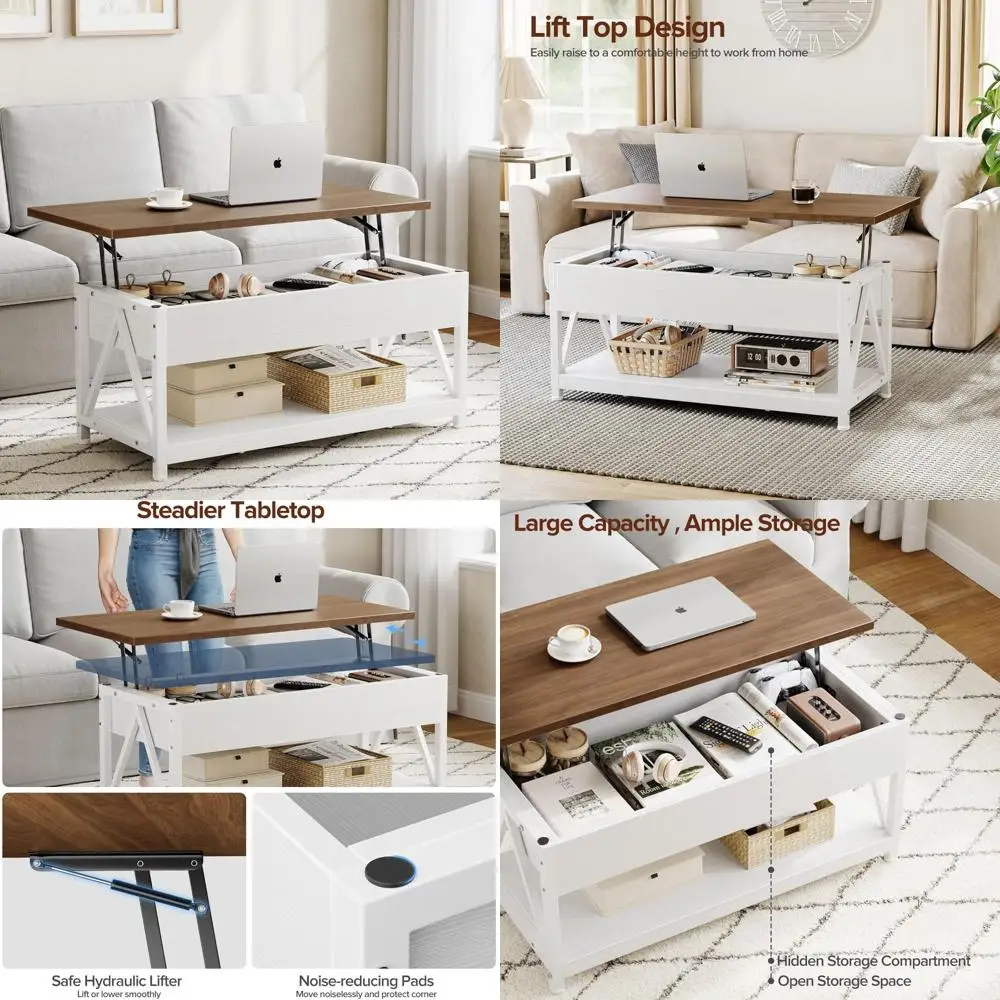 

Storage Coffee Table with Lift Top and Hidden Compartment for Living Room Space Organization