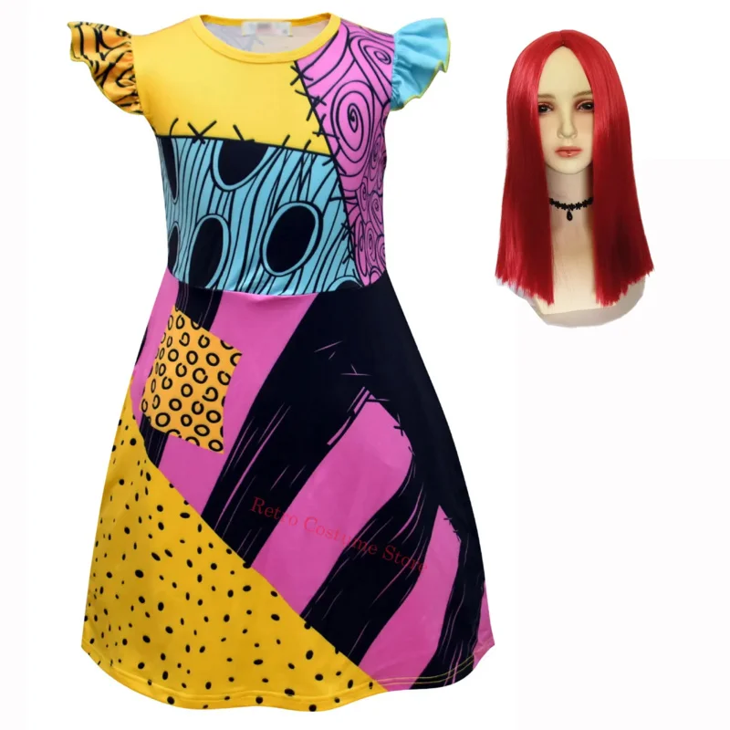 Sally Costume For Toddler Girls Nightmare Before Christmas Halloween Outfit Christmas Sally Face Cosplay Dress Up