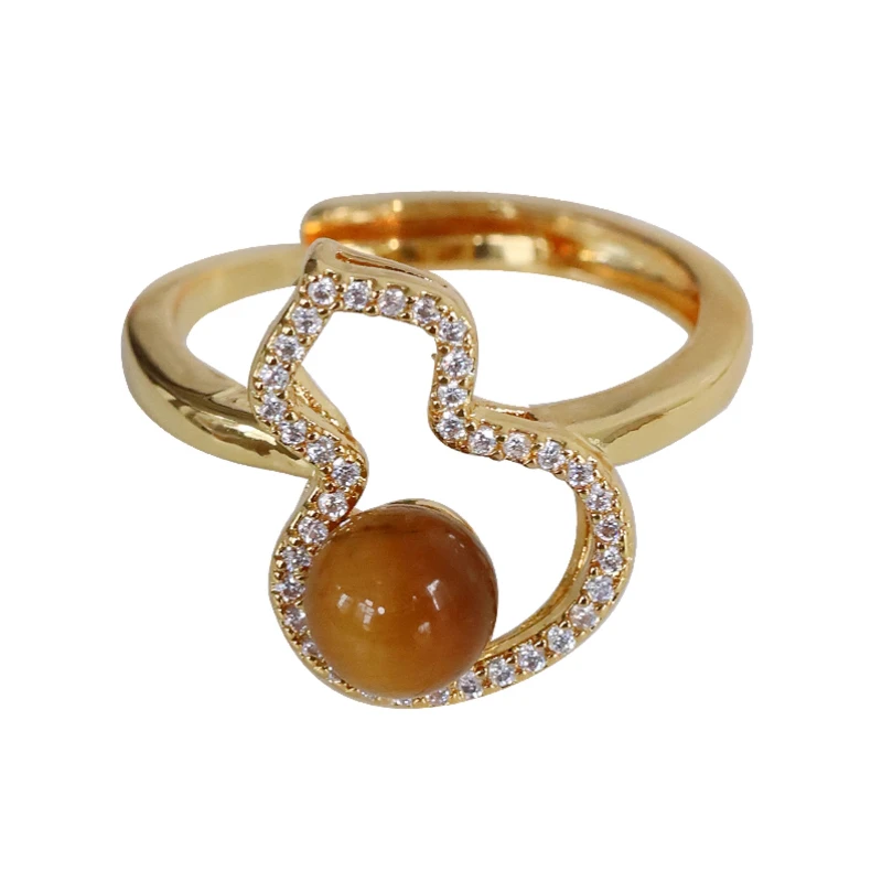 

Guofeng gourd tiger's eye stone ring women's niche design exquisite light luxury temperament open ring