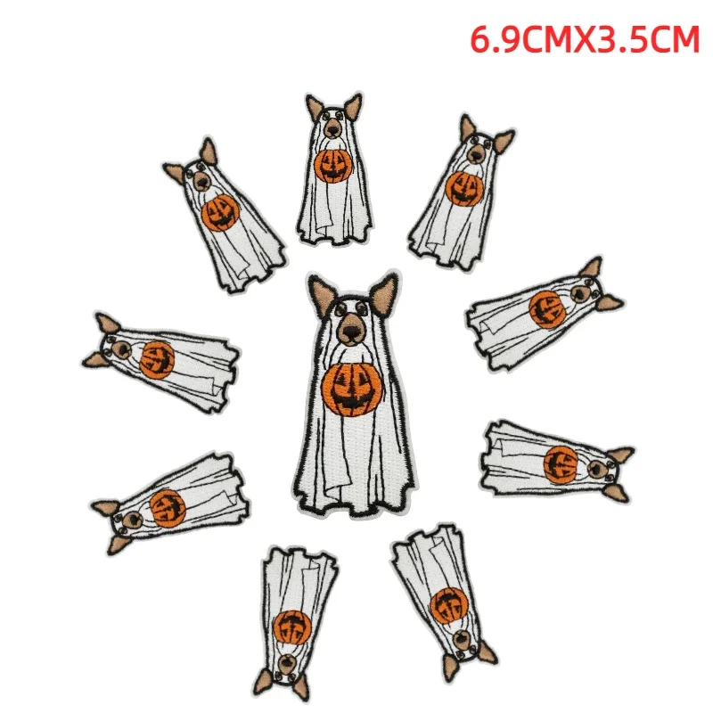 10PCS Wholesale Lots/set of Stickers Halloween Ghost Horror Witch Pumpkin Embroidery Ironing Clothing Patch Bicycle Cute Flower