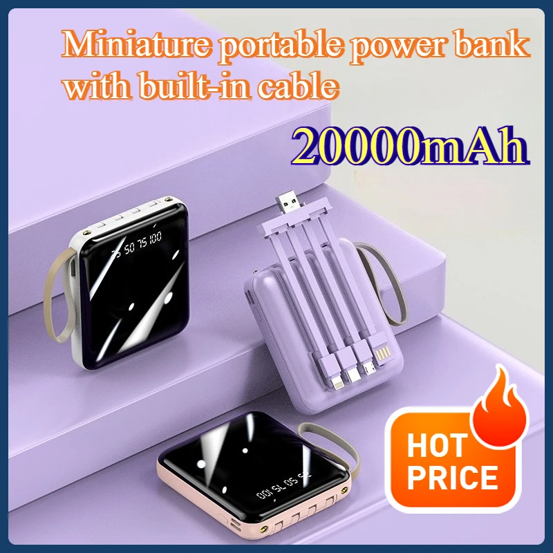 

Mini Portable Power Bank with Built-in Cable 20000mAh Lightweight and Slim Power Bank