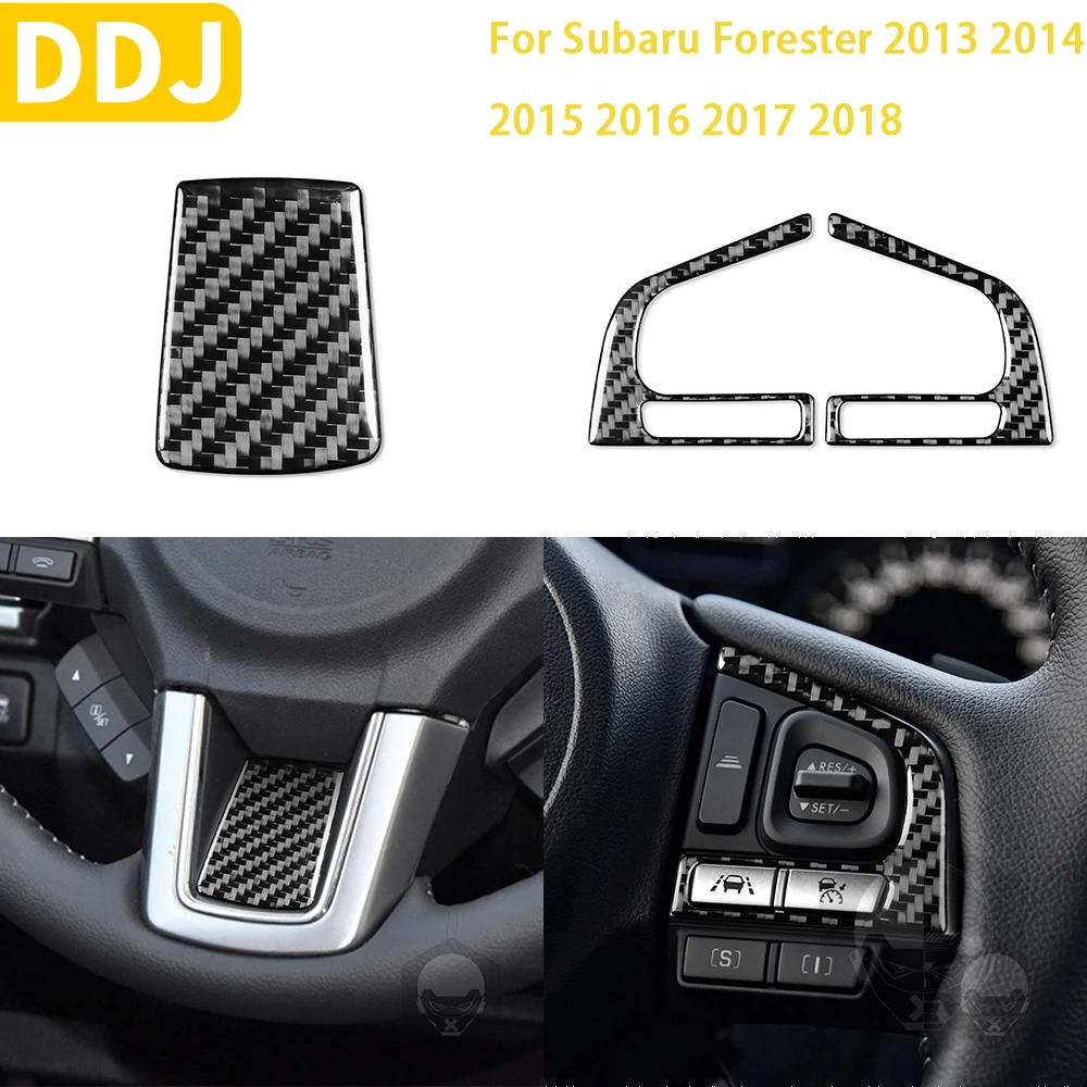 For Subaru Forester 2013 2014 2015 2016 2017 2018 Accessories Carbon Fiber Interior Steering Wheel Button Centre Trim Sticker