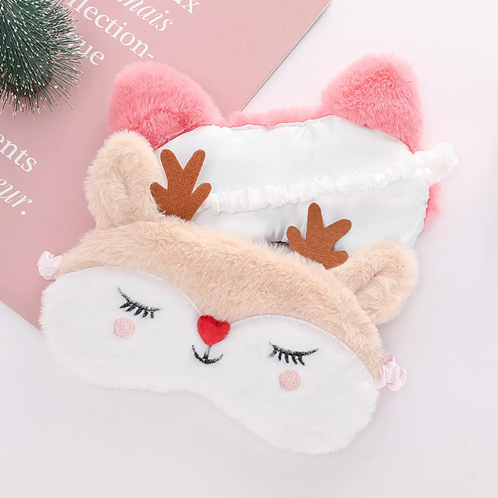 1Pcs Adjustable Elk Eye Mask Breathable Embroidery Sleep Blindfold Comfortable Light Shading Eye Cover for Travel and Rest