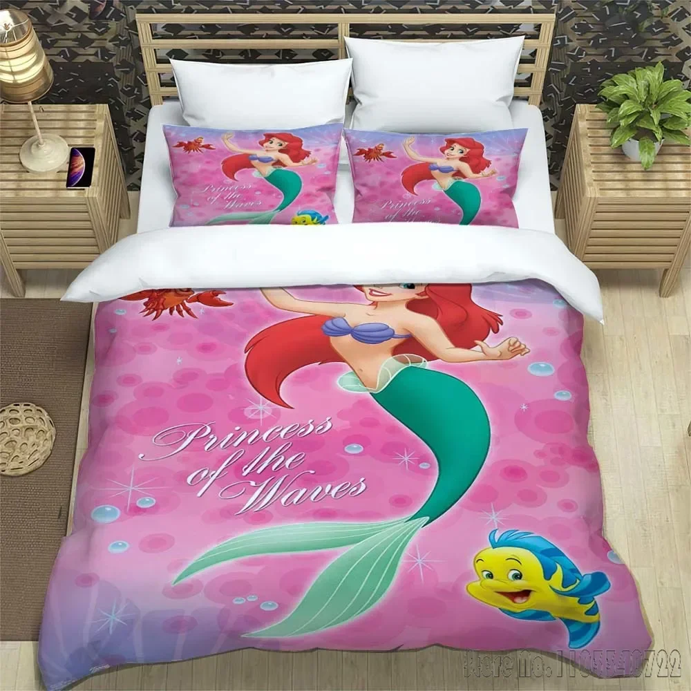 Disney Little Mermaid Duvet Cover Set HD Comforter Cover for Kids Bedding Sets Bedclothes Bedroom Decor