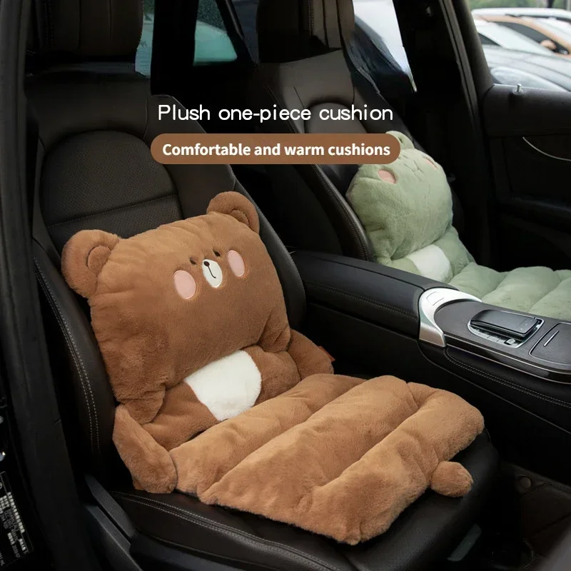 Car Cushion Winter Plush Car Interior Seat Cushion Cute Cartoon Lumbar Cushion Insulated Warm Booster Seat Cushion Woman