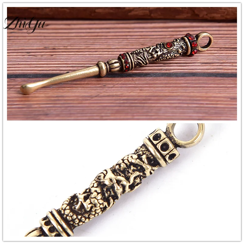 

【WAD44】Ear Cleaner Brass Naked women Remover Earpick tiny spoon Keychains Vintage Brass