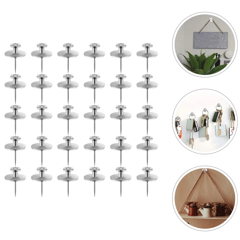 30Pcs Convenient Pushpins Zinc Alloy Flat Top Design for Bulletin Board Cork Board Accessories Multi-Function Use