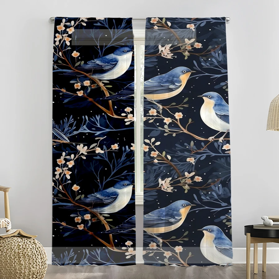 2PCS Sheer Curtains, Deep Blue - огляд і ціна Curtain Rods