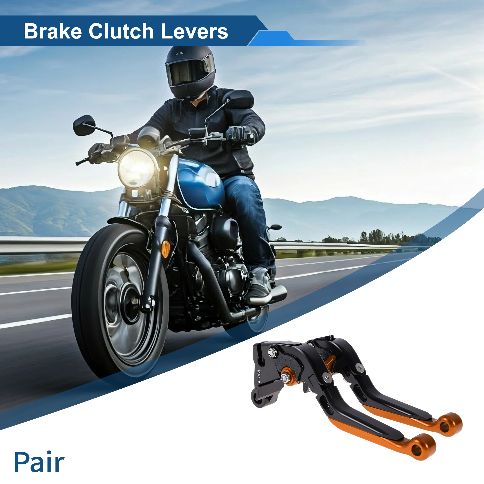 عتلات فرامل قصيرة طويلة قابلة للتعديل من Motoforti لـ Kawasaki ZZR600 05-09 أسود برتقالي #1