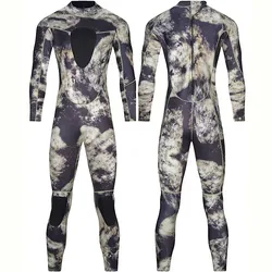 DEMMET Neoprene 3mm Scuba Camouflage Wetsuit One-piece Long Sleeve Men's Warm Snorkeling Swimming  Fishing Kayak Swimsuit