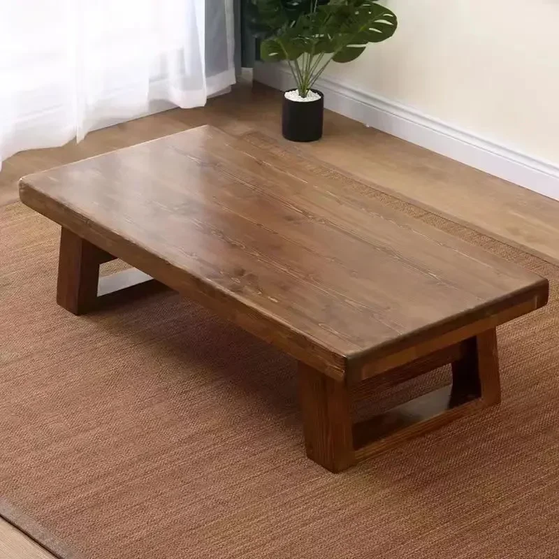 بسيطة ونقية من الخشب الصلب الشاي الياباني شرفة حصير الأرز طاولة القهوة طاولة طويلة ومنخفضة طاولة بسيطة واقتصادية