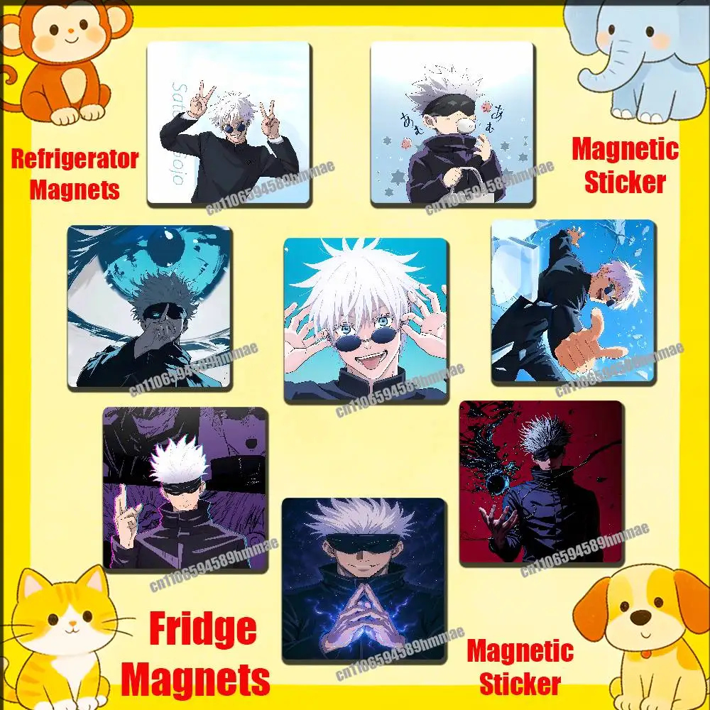 For J-Jujutsu K-Kaisen Satoru Gojo Fridge Freezer Refrigerator Magnets Metal Cabinet Magnetic Sticker Cover Home