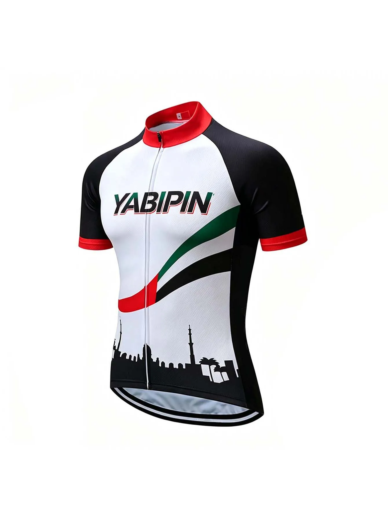 Pro Team Herren-Radtrikot, kurzärmelig, Stehkragen, durchgehender Reißverschluss, atmungsaktiv, schnell trocknend, leichtes Oberteil