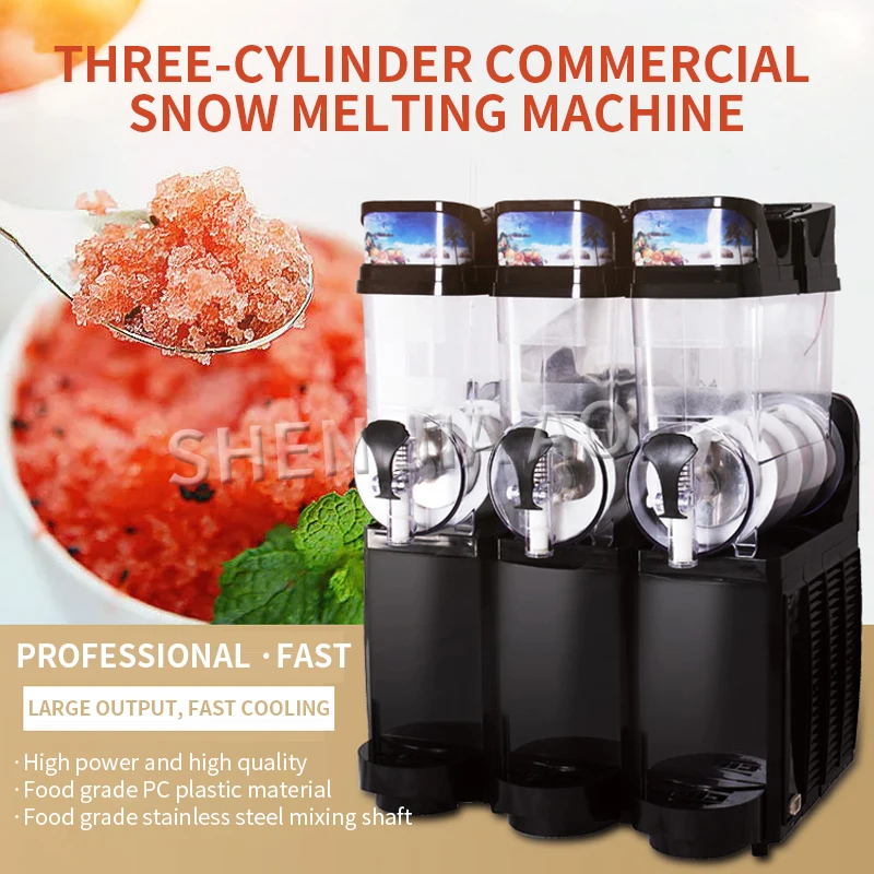 Snow Melting Machine Commercial 3-cylinder TKX-03 Ice Slush Machine Snow Mud Maker Beverage Machine Cold Drink Makers 45L 220V