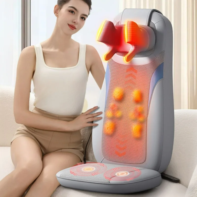 Wear-resistant Leather Massage Mat, Shoulder Cervical Spine Waist Full Body Massagers, Automatic Kneading Massage Chair Cushion