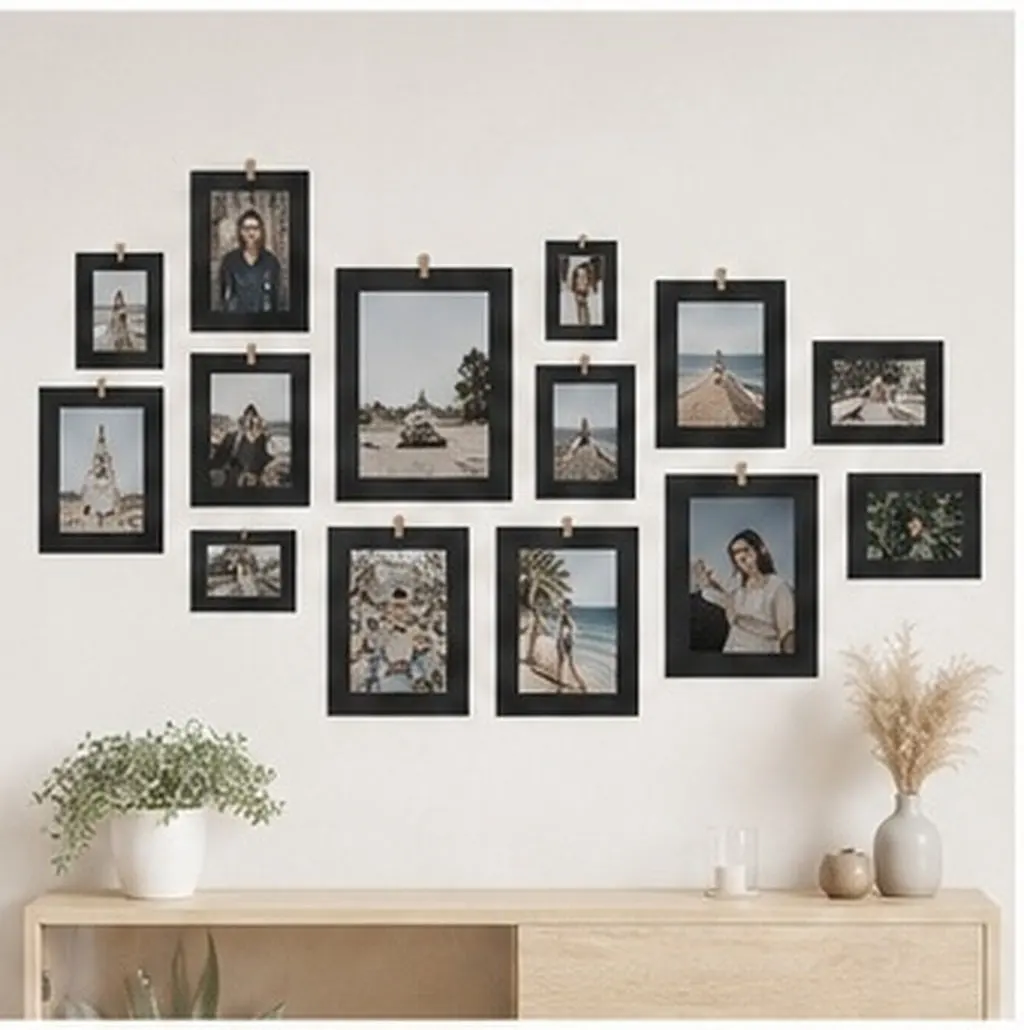 30Pcs Rustic Kraft Paper Picture Frames Creative DIY Hanging Display Photo Frame Set for Wall Decor Black Frame