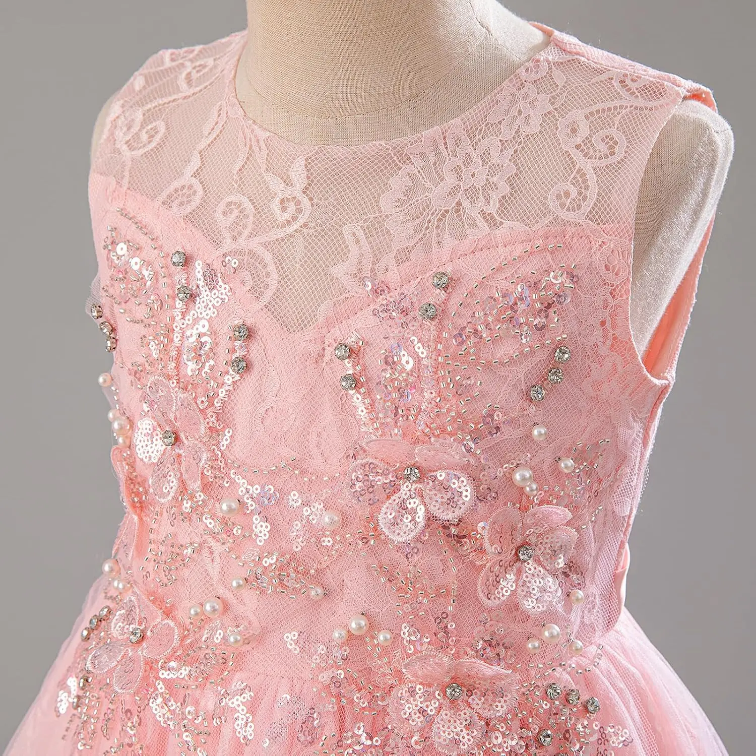 Платье с цветочным узором для девочек с кружевным шифоном, детское торжественное вечернее платье подружки невесты на свадьбу, платье для первого причастия