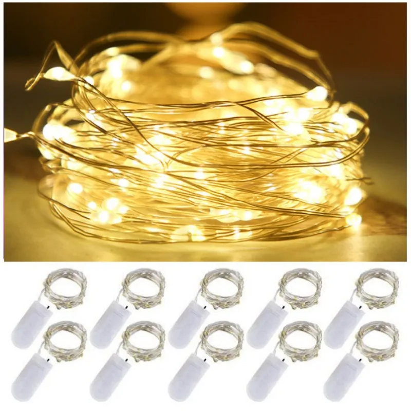 

5/10pcs 1M 2M Fairy Light LED Copper Wire String Lights with Battery Outdoor Garland Wedding Light Home Christmas Decoration