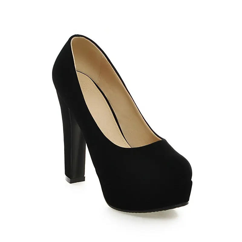 Velour Velvet Closed Toe Red Black Women Shoes Shallow Slip-on High Heel Pumps for Wedding Bridesmaid Platform Block Heels
