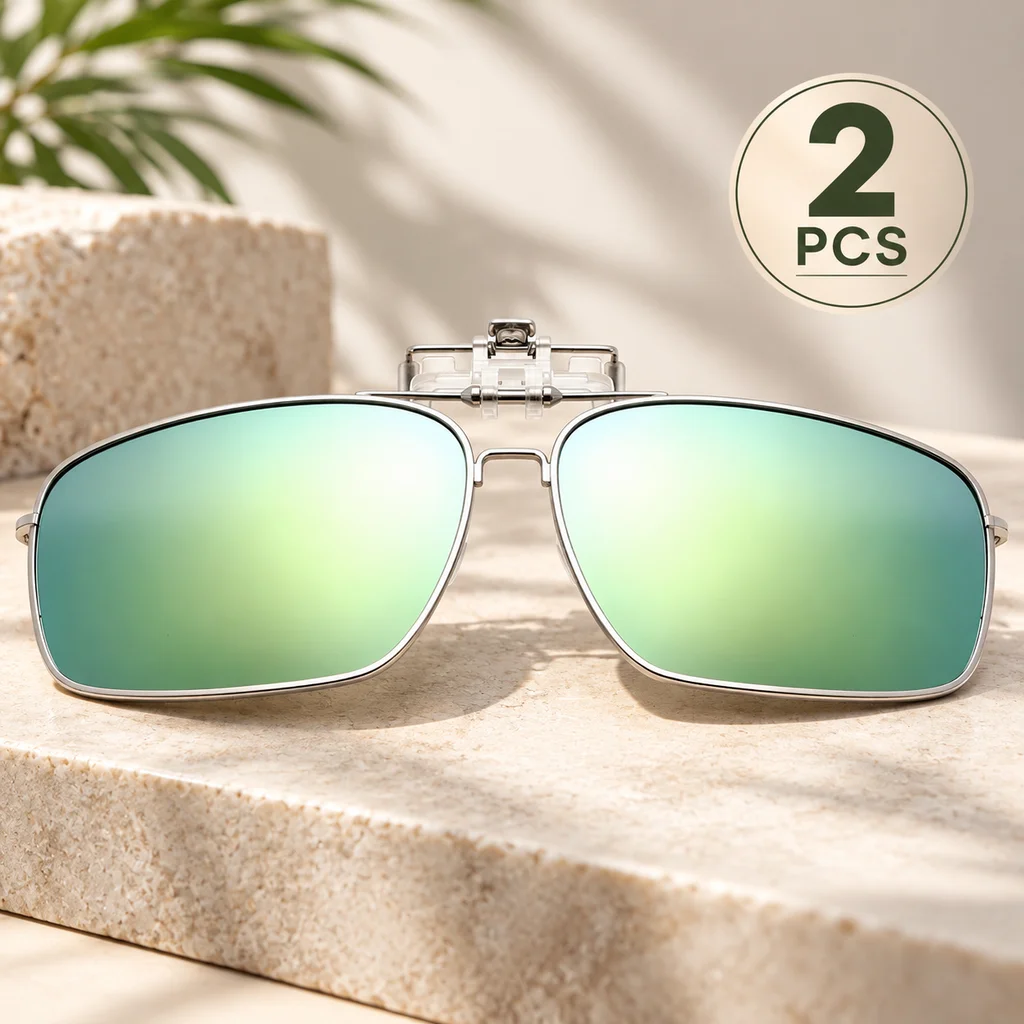 Retro Square Fashion Delicate Metal Sunglasses Clip Women Men Camping Driving Sunglass UV400 Polarized Sun Glasses Clips