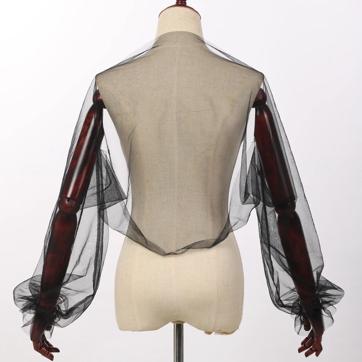 Тюлевое болеро, женский прозрачный кардиган в винтажном стиле с длинными рукавами