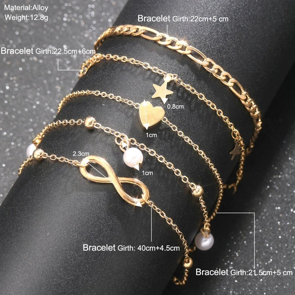 5 uds Boho Summer Beach 8 conjunto de tobillera con dije infinito cadena para mujer en la pierna perla mariposa estrella corazón colgante tobillera joyería Vintage