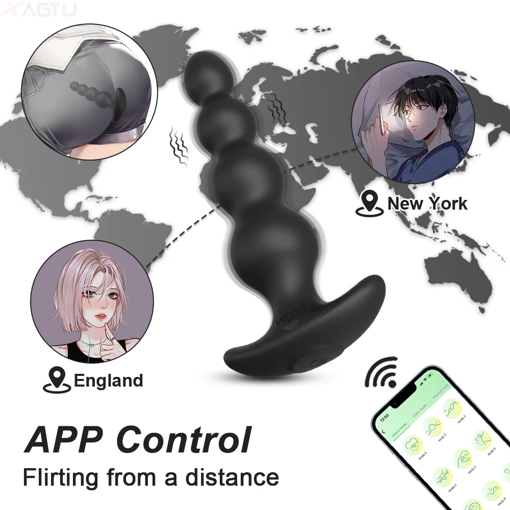 Анальная пробка APP вибрирующие анальные бусы для мужчин и женщин, Анальный вибратор, массажер простаты, анальные шарики, Мужской мягкий силиконовый