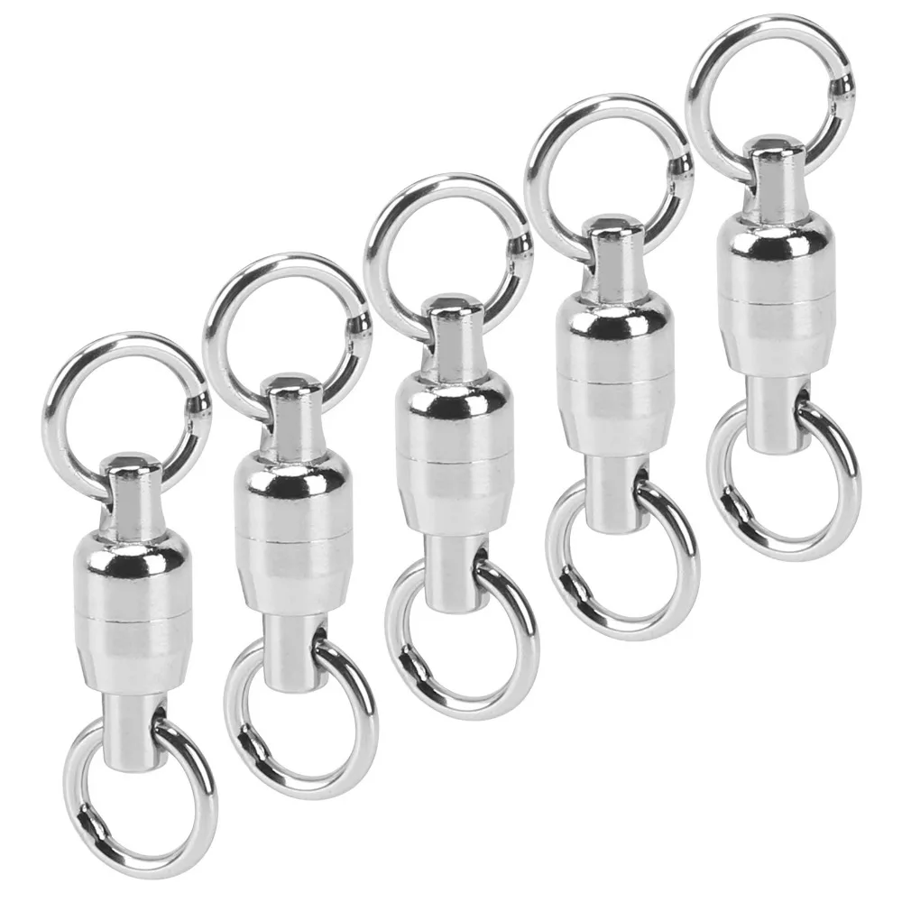 20PCS Stainless Steel Dual Ball Bearing Swivel Flexible Rotation High Tensile Strength Rolling Swivel Connector