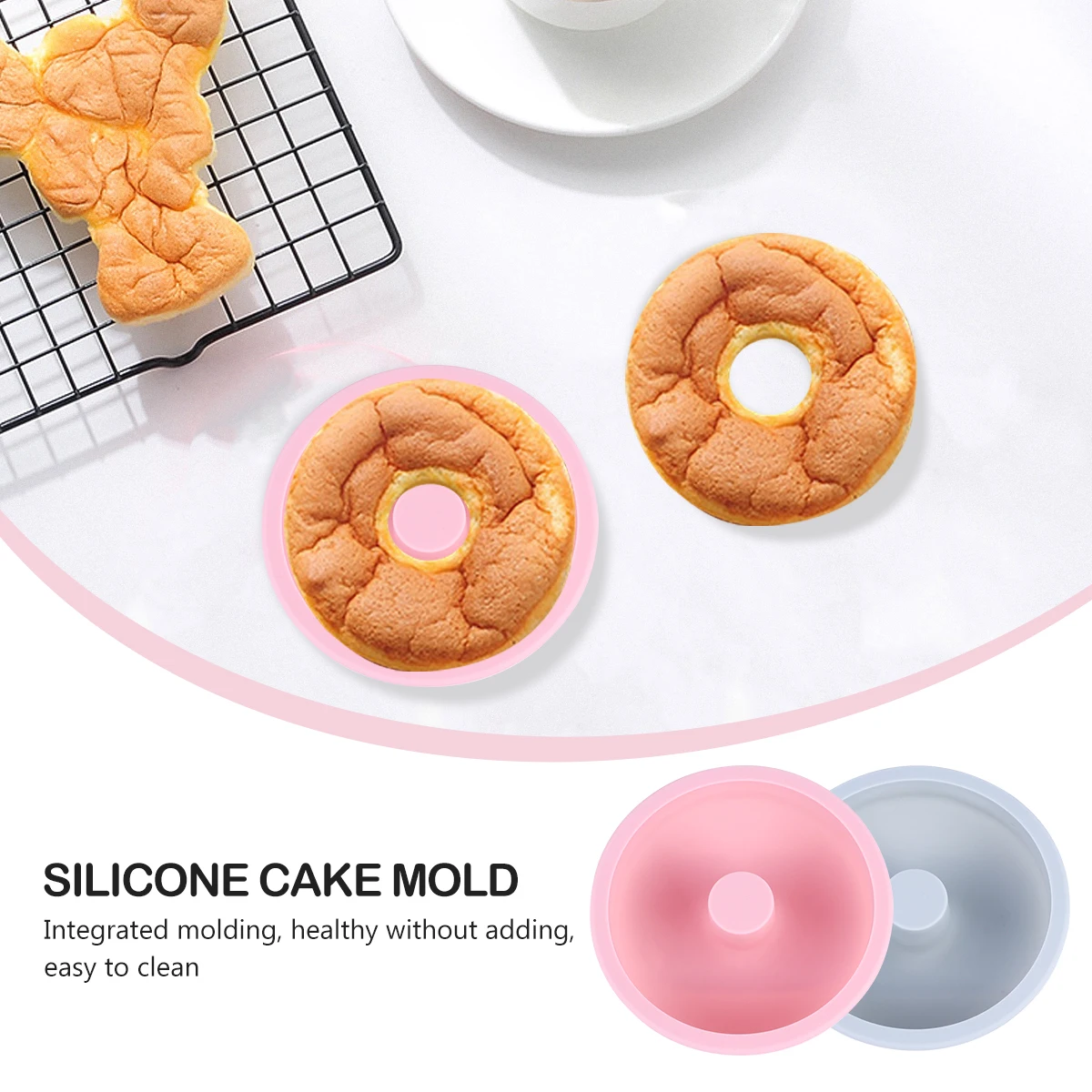 

2Pcs Donut Cake Mold Silicone Baking Tray Mini Doughnut Pan Reusable Nonstick Easy Release Washable Kitchen Tools