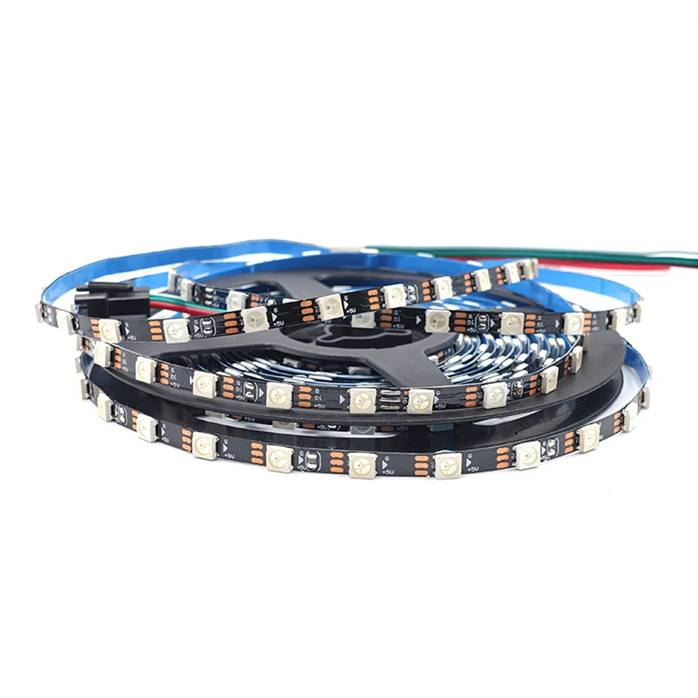 5V 5mm Narrow WS2812B S Shape Foldable Led Strip Light 60leds/m Smart Pixel RGB Led Tape Individually Addressable full color 5m