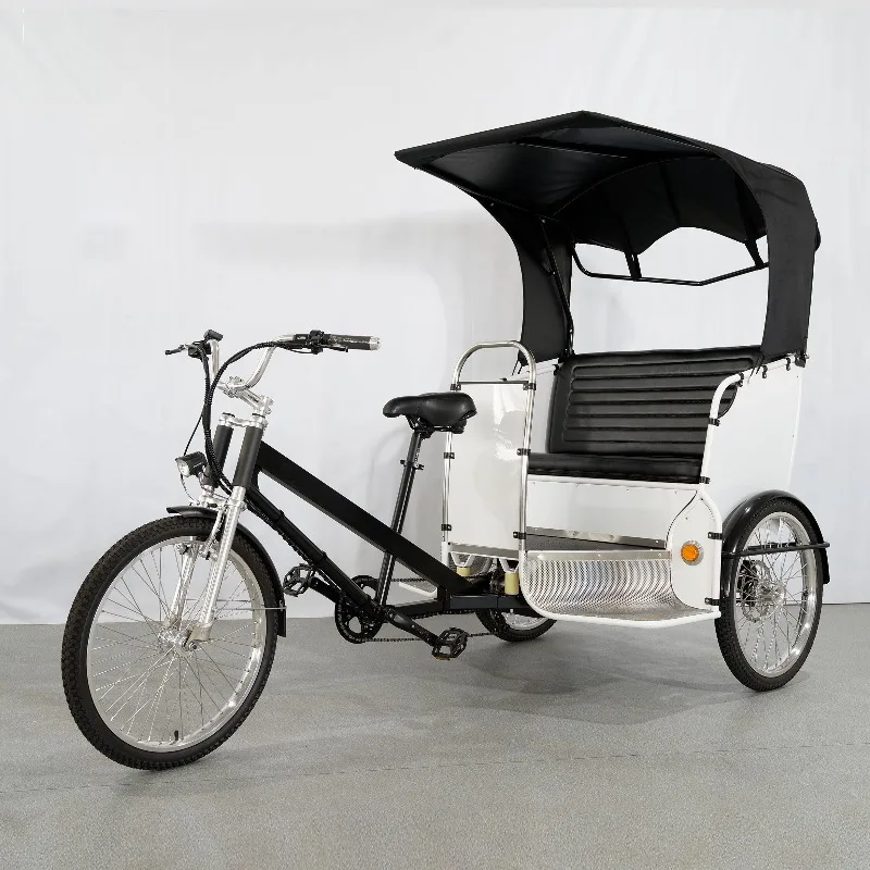 Chinese manufacturer 8-speed tourist rickshaw tricycle electric 3-seat urban tricycle for passengers