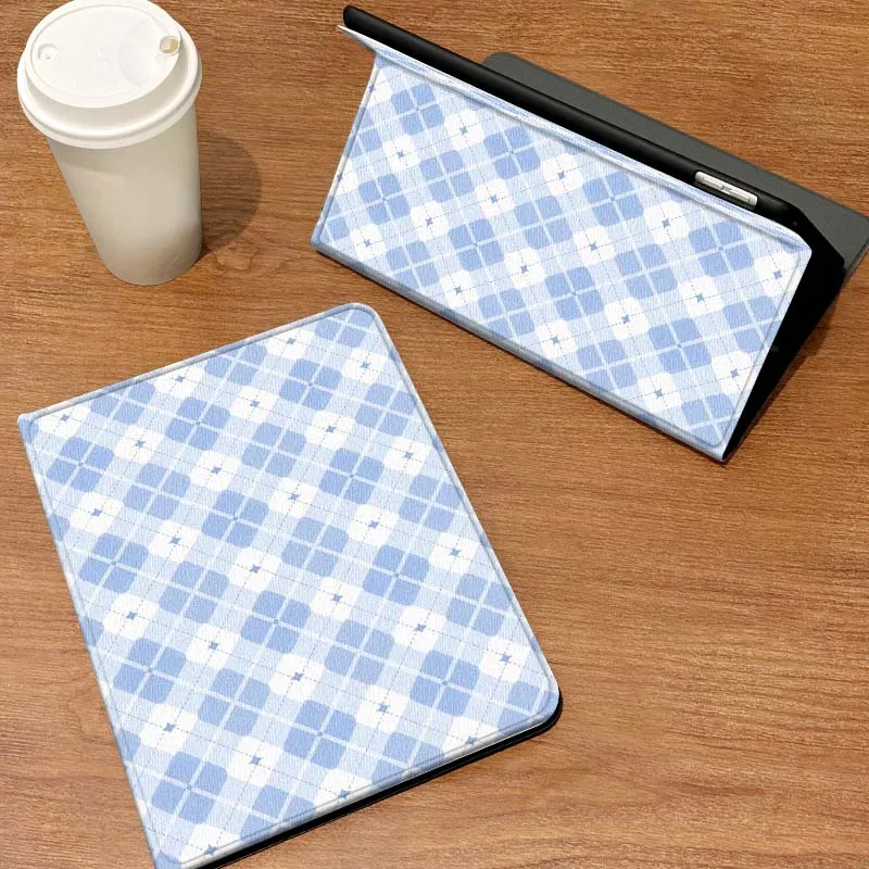 

Blue Argyle Check Pattern Case For Samsung Galaxy Tab A7 A A9 A11 S6 A11 A8 S11 Lite Plus 10.4 10.5 Inch Tablet