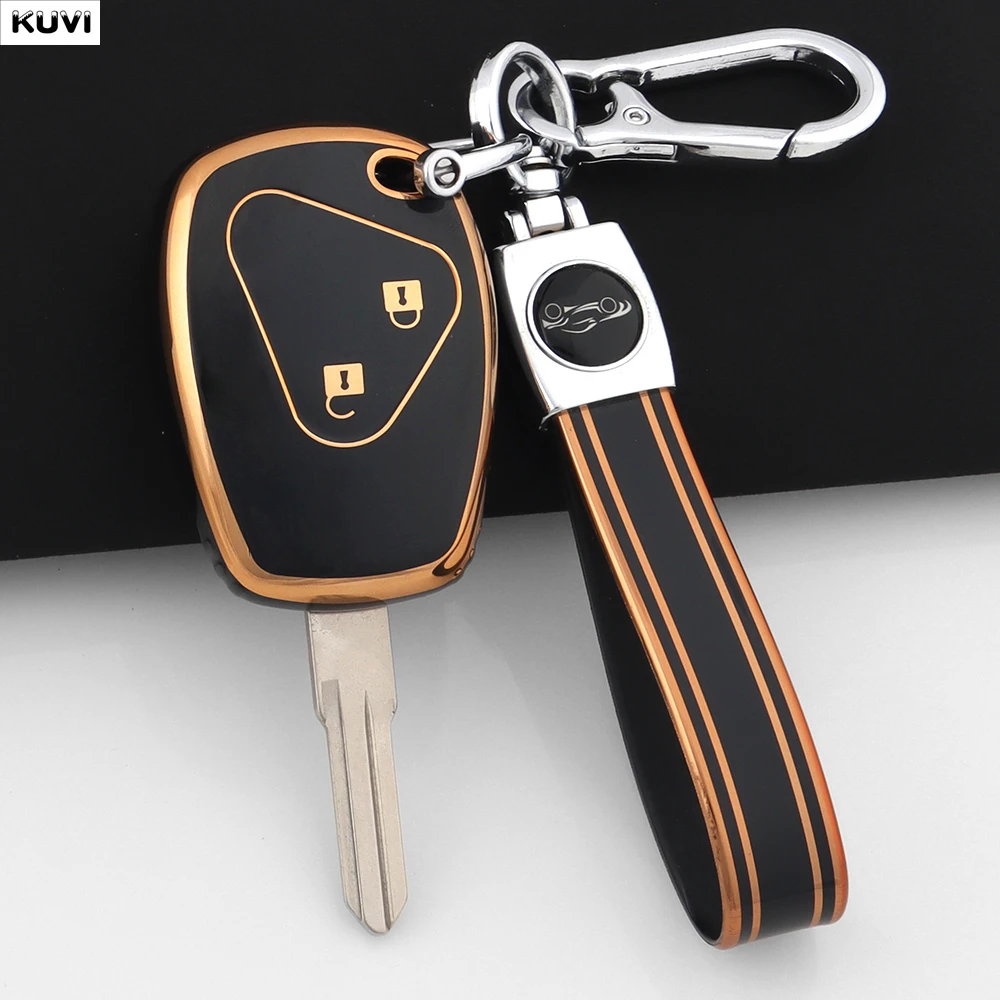 2-Tasten-TPU-Autoschlüsselhülle für Renault Trafic Clio Duster Logan Dacia Sandero für Nissan Terrano Almera, Halter, Schlüsselanhänger